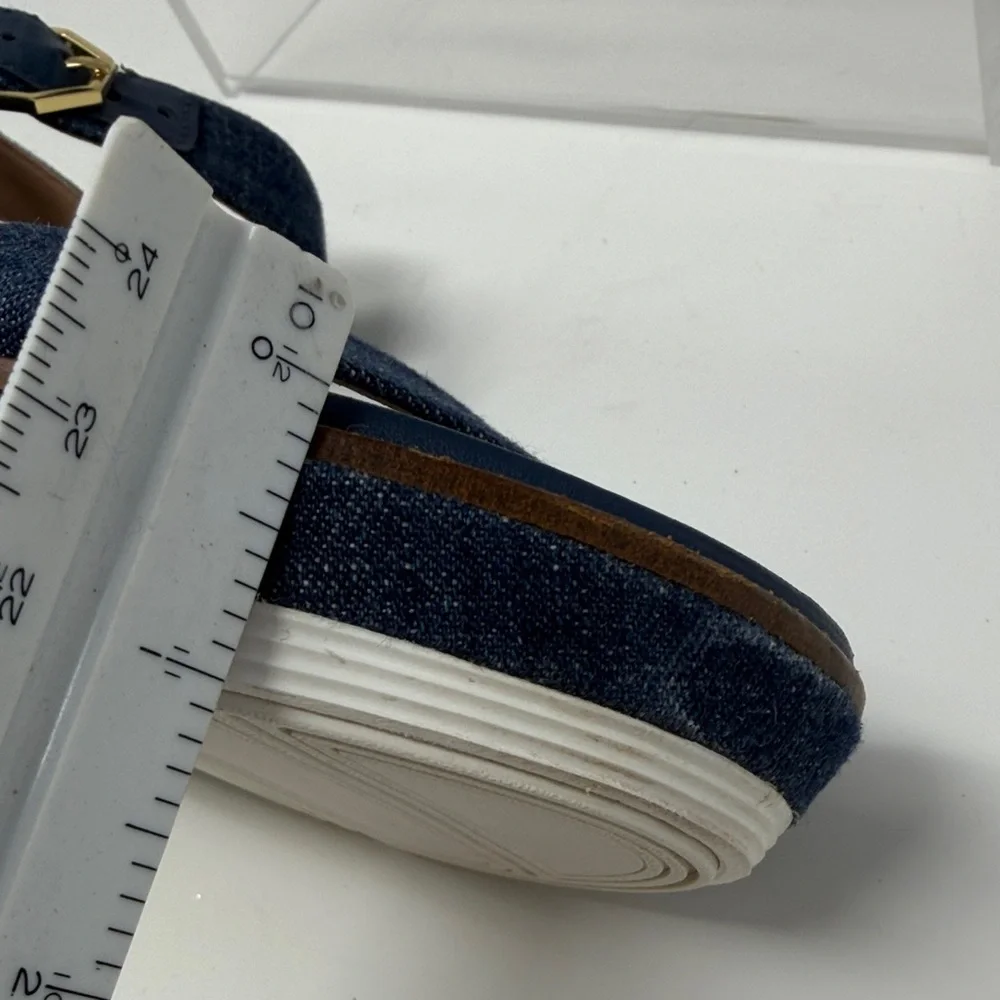 Cole Haan Navy Flatform Denim Wedge Original Grand Sandals Size 6B